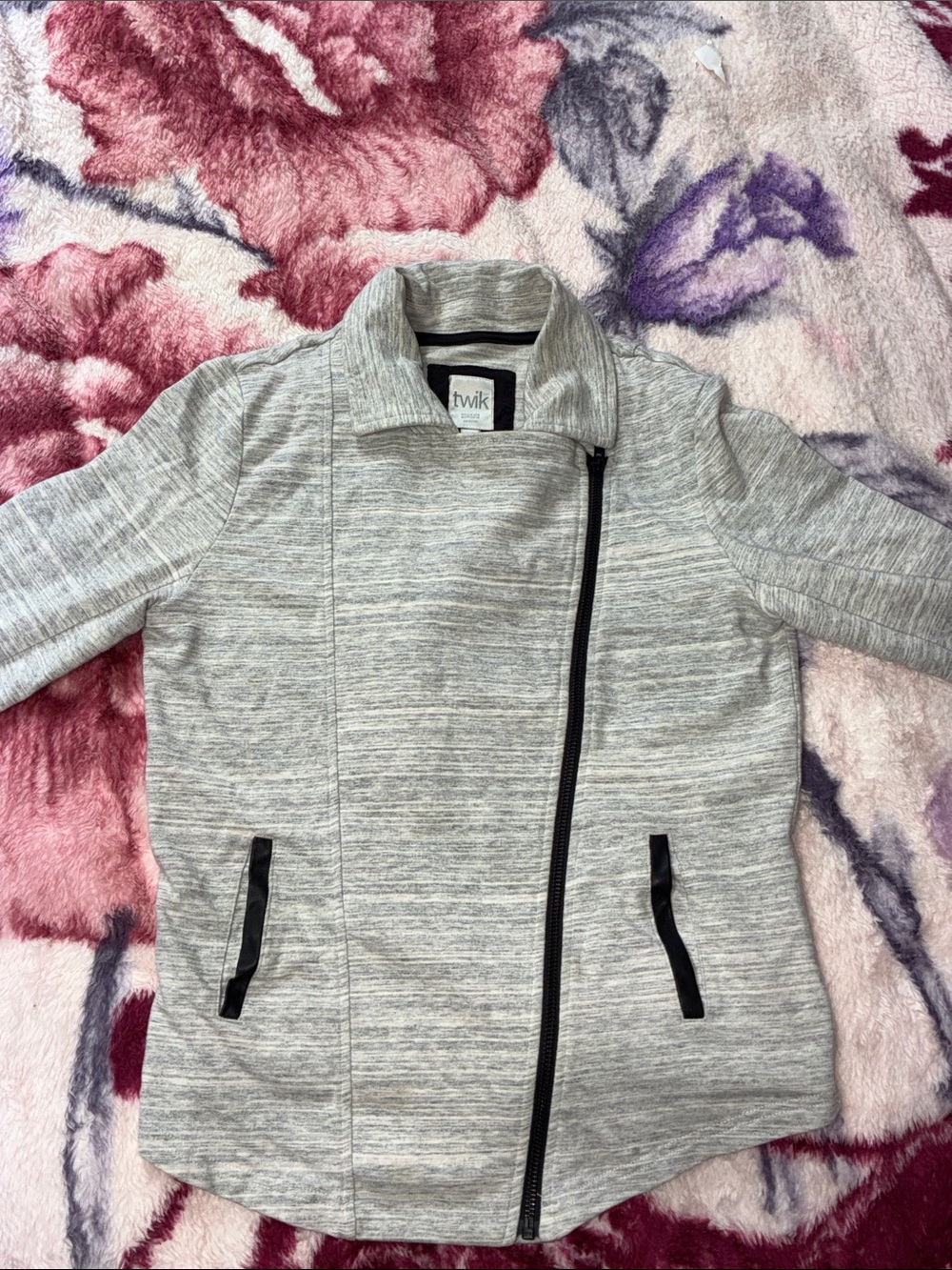 twik Gray Heather Asymmetrical Zip Jacket